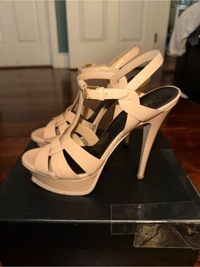 YSL Patent Leather Tribute Sandal Heel